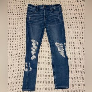 American Eagle Outfitters Blue Ripped Skinny Jeans
